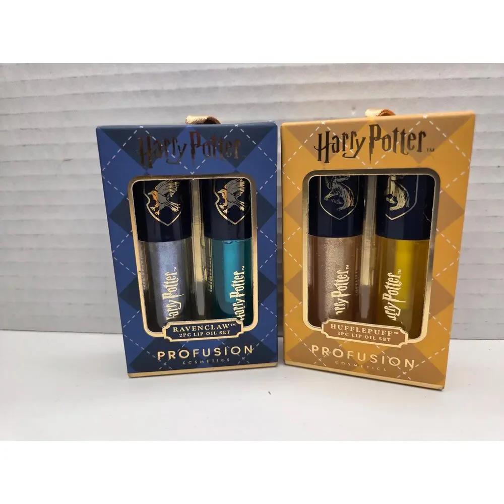 New Harry Potter Profusion Cosmetics Lip Oil Set Bundle - Ravenclaw & Hufflepuff